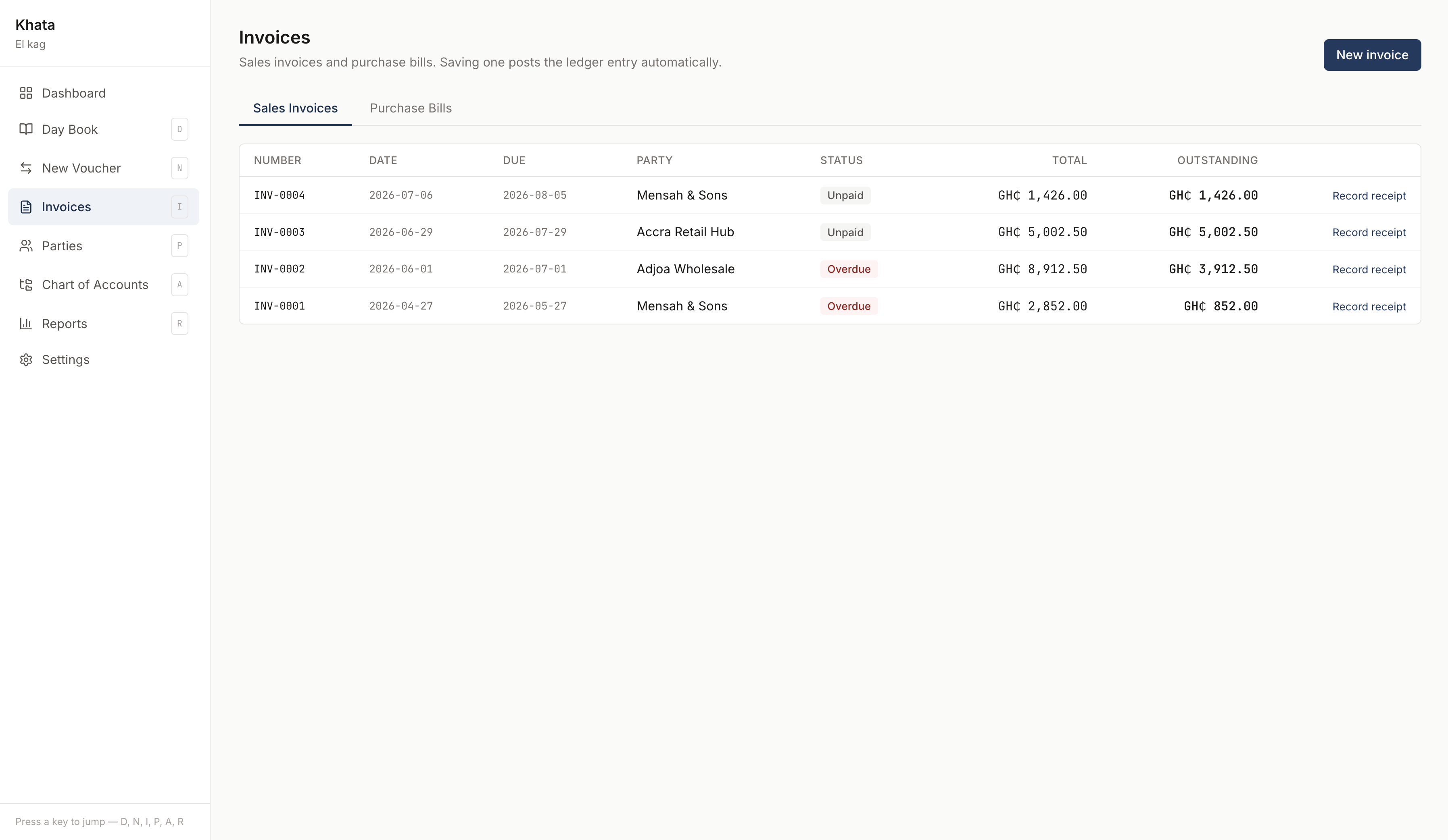 Accounting Suite — invoicing preview